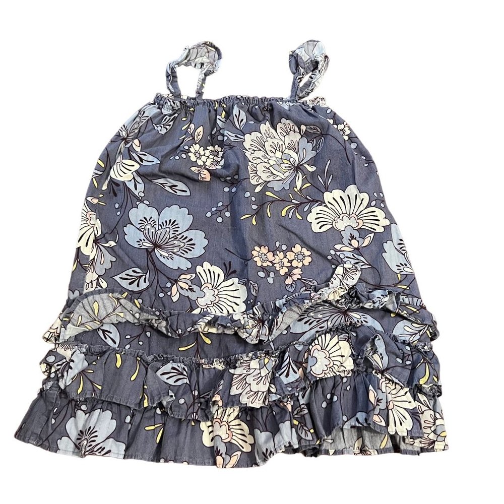 Baby Gap Blue Floral Print Tiered Hem Sleeveless Dress Girl's Size 3 Years 3Y